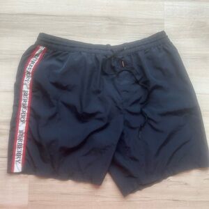Burberry Dark Blue Shorts with Logo Detail